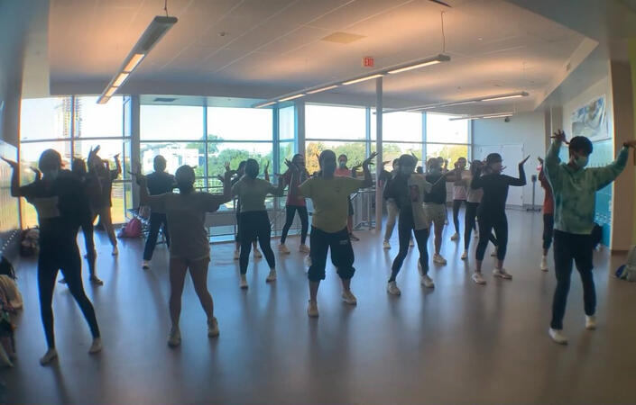 The team rehearsing large hip-hop. (September 2021)