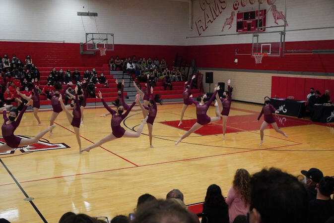 The Team performing Large Jazz at the MA HISD Competition. (February 2022)