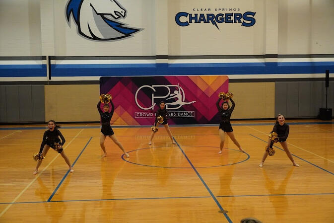 The Dance Officers performing officer pom at the CPD South Houston Showcase. (February 2022)